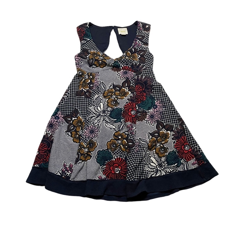 Maeve Anthropologie Sleeveless V Neck Cutout Floral Patterned Dress Size Small P